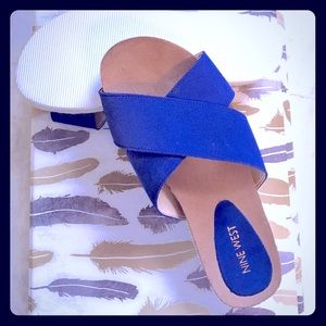 NEW Nine West Amyas Suede Blue Slides